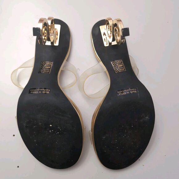 Jeffrey Campbell Deity High Heel Slide Sandals Women's Size 10 Golden - Picture 4 of 6